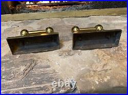 Antique Vintage 5 Piece Victorian Brass Firedogs & Fireplace Tools Rest Set