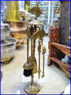 Antique Vintage Brass Fireplace Companion Set Fire Side Tools Horse Shape