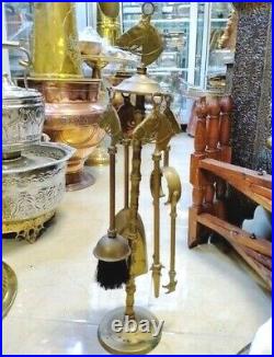 Antique Vintage Brass Fireplace Companion Set Fire Side Tools Horse Shape