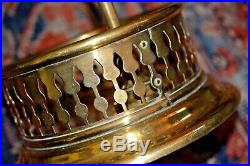 Antique Vintage Brass Fireplace Tools with RARE RETICULATED ROUND Base 3 pc Set
