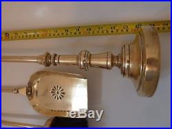 Antique Vintage Large Solid Brass Fireplace Fireside Companion Set Fire Tools