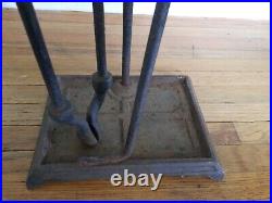 Antique Vtg Fireplace Andirons Fire Dogs Tool Set CELTIC CROSS