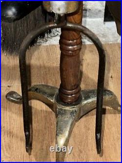 Antique Wood Handle & Eagle Brass/wooden Base Fireplace 3 Tools Set Rustic