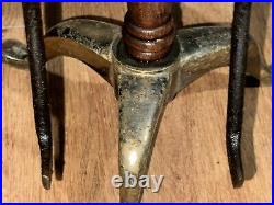 Antique Wood Handle & Eagle Brass/wooden Base Fireplace 3 Tools Set Rustic