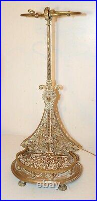 Antique ornate 1800's Victorian bronze cast iron fireplace tool set poker brass