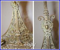 Antique ornate 1800's Victorian bronze cast iron fireplace tool set poker brass