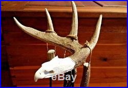 Antler Fireplace 4pc Tool Set with Carved Eagle Head 34 UNIQUE