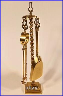 Art Deco Brass Fireplace Tool Set