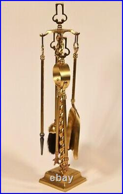 Art Deco Brass Fireplace Tool Set