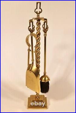 Art Deco Brass Fireplace Tool Set