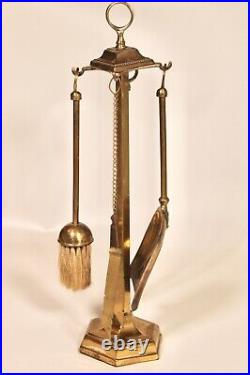 Art Deco Brass Fireplace Tool Set