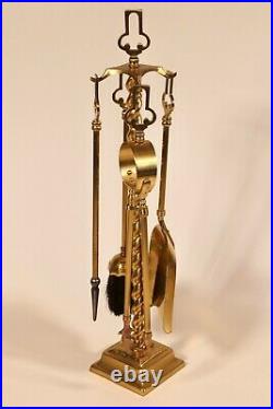 Art Deco Brass Fireplace Tool Set