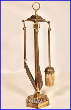 Art Deco Brass Fireplace Tool Set