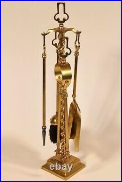 Art Deco Brass Fireplace Tool Set
