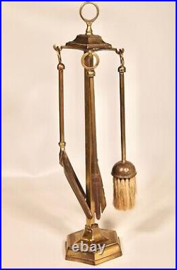 Art Deco Brass Fireplace Tool Set