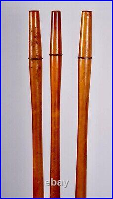 Arthur Umanoff MCM 3 Piece Wooden Fireplace Tool Set With Stand Brass Detail