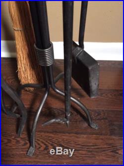 Arts & Crafts/Mission Fireplace Tool Set Wrought Iron 5 Piece Tools&Stand 33.5