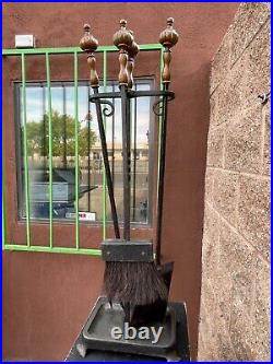 Arts and Crafts Mission Antique Fireplace Tools With Stand