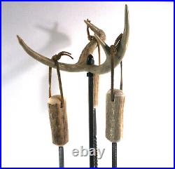 Authentic Deer Antler Fireplace Tool Set Cabin Rustic Decor