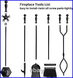 BESHINY 5 PCS Fireplace Tools Set Wrought Iron Fire Place Accessories Tools Mode
