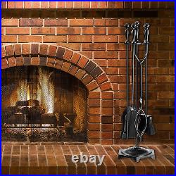 BESHINY 5 PCS Fireplace Tools Set Wrought Iron Fire Place Accessories Tools Mode