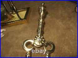 BEST Virginia Metalcrafters 5 Piece Brass Fireplace Tool Set VERY GENTLY USED