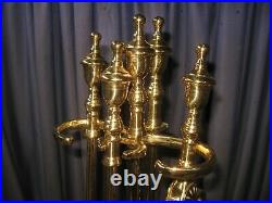 BEST Virginia Metalcrafters 5 Piece Brass Fireplace Tool Set VERY GENTLY USED