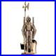 Barton Fireplace Tool Set 4-Piece Medieval Knight Style Cast-Iron Antique Brass