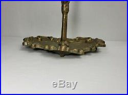 Beautiful Vintage 5 Piece Solid Brass Fireplace Tool Set In Excellent Condition
