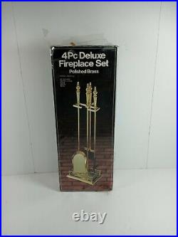 Beautiful Vintage Fireplace Tool Set Brass 4 Piece