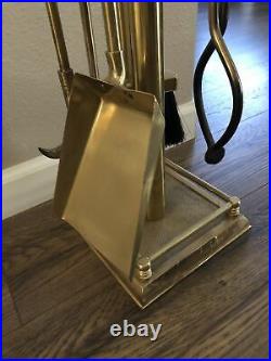 Beautiful Vintage Heavy BRASS (gold) Fireplace Tool Set