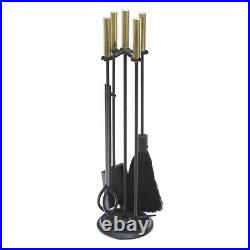 Bedford Fireplace Tool Set 30.25 5-Piece Black and Polished Brass Heating