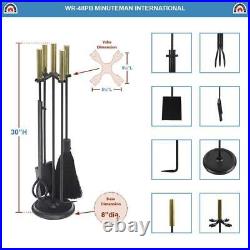 Bedford Fireplace Tool Set 30.25 5-Piece Black and Polished Brass Heating