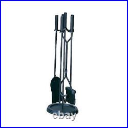 Black 5-Piece Fireplace Tool Set with Cylinder Handles