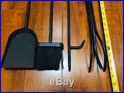 Black FIREPLACE TOOLS Twisted Handle log tongs poker shovel brush METAL