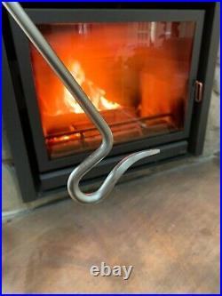 Brand New High End Fireplace Tool Set Polished Nickel/Steel, Base Oak