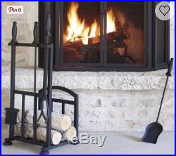Brand New Pottery Barn Classic Fireplace Log Holder/Tool Set Fast Free Shipping