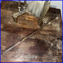 Brass 5 Piece Fireplace Tools And Stand MCM Cottagecore (as-is)