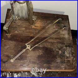 Brass 5 Piece Fireplace Tools And Stand MCM Cottagecore (as-is)