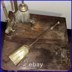 Brass 5 Piece Fireplace Tools And Stand MCM Cottagecore (as-is)