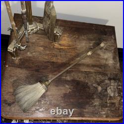 Brass 5 Piece Fireplace Tools And Stand MCM Cottagecore (as-is)