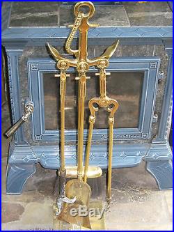 Brass Anchor Fire Irons Nautical fireplace hearth tools Poker etc