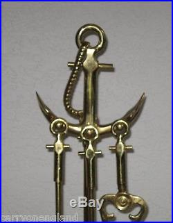 Brass Anchor Fire Irons Nautical fireplace hearth tools Poker etc