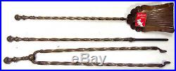 Brass Barley Twist Fireplace Tool Accessory Set Antique 1850s English 61cm / 24