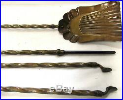Brass Barley Twist Fireplace Tool Accessory Set Antique 1850s English 61cm / 24