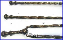 Brass Barley Twist Fireplace Tool Accessory Set Antique 1850s English 61cm / 24