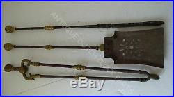 Brass Baroque Fireplace Tool Set Hunting Theme With Game / Rifle / Dog