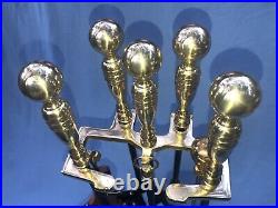 Brass & Black Fire Place Tool Set Six Piece Beautiful Quality Built Excellent