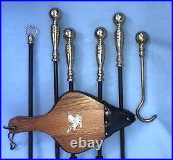 Brass & Black Fire Place Tool Set Six Piece Beautiful Quality Built Excellent