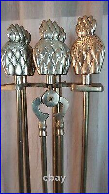 Brass Fireplace Five Piece Tool Set Pineapple Tops Decorative Crafts Inc 2907